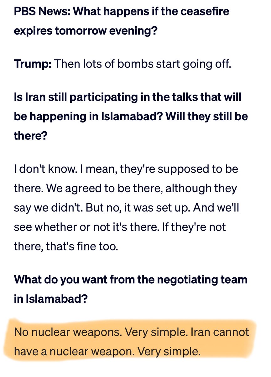 joekent16jan19's tweet image. President Trump again confirms his stance on a successful outcome: that “Iran cannot have a nuclear weapon,”—not that Iran must agree to zero enrichment. 

This is key. If we narrowly scope our goals to no nuclear weapons, it’s possible that we reach a deal. 

The demand for zero