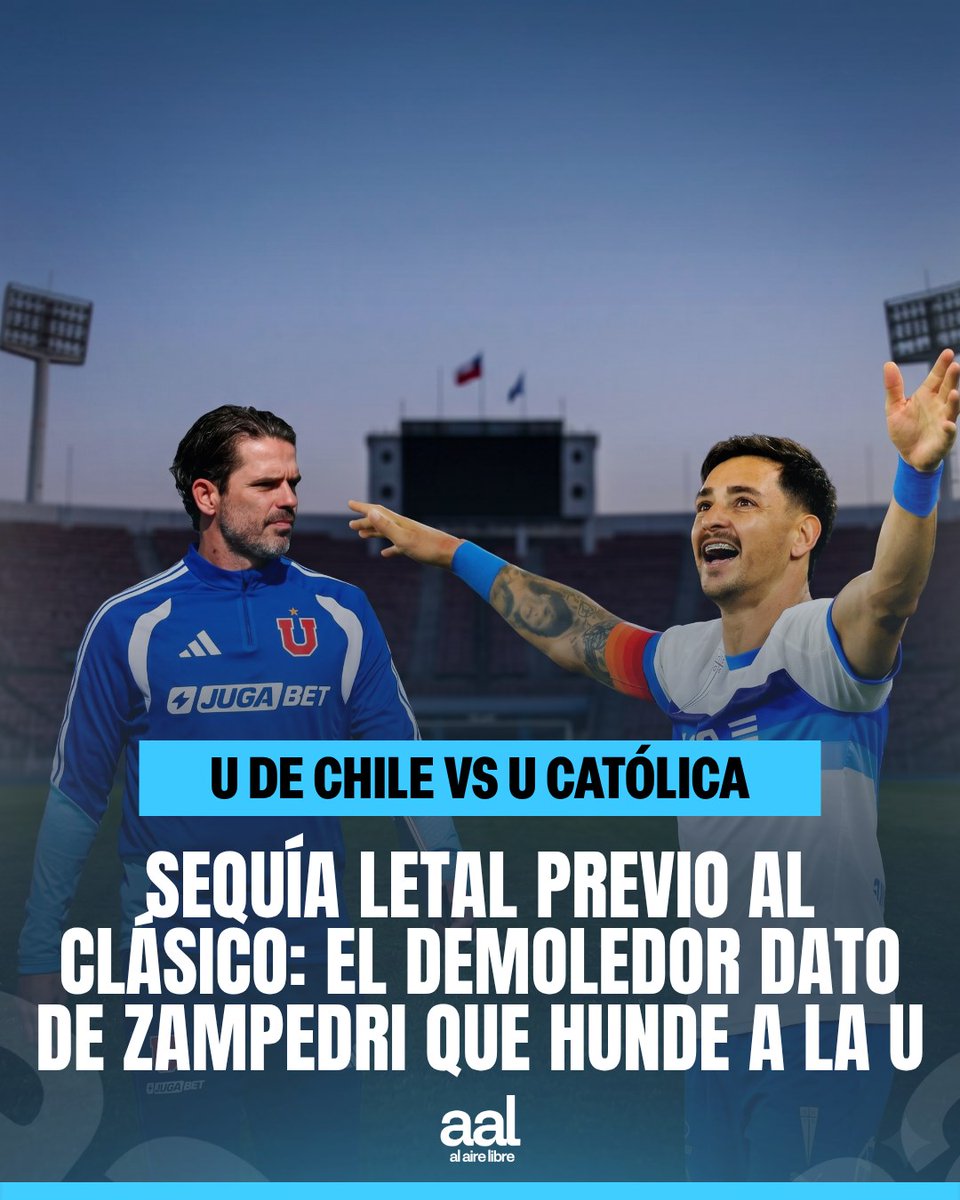 alairelibrecl's tweet photo. 🚨 EL DATO QUE HUMILLA A LA U. A días del Clásico Universitario, una lapidaria estadística expone la crisis del equipo de Gago frente al arco: ¡Todo el plantel azul tiene menos goles que Zampedri! 
🔵⚪️ Revisa los números y el historial actualizado aquí ⬇️ https://t.co/dsXPdGvlxW https://t.co/J1F40PVQA8