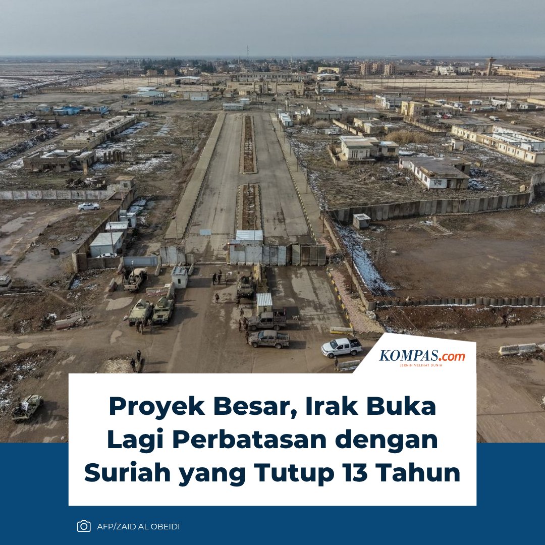 kompascom's tweet image. Pemerintah Irak pada Senin (20/4/2026) resmi membuka kembali pos perbatasan Al Rabia, yang menghubungkan negara itu dengan Suriah.

Baca di: kompas.com/global/read/20…

~WR #Irak #Suriah