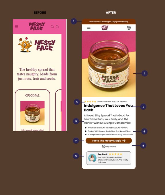 SammyLandix4o's tweet image. This is what happens when you replace cluttered pages with clarity, proof, and desire.
 Clean ingredients. Bold taste. Higher conversions.
  #CRO📷 #Ecommerce #LandingPage #DTC #UIUXDesign #ConversionRate #WebDesign #Shopify #Digitalmarketing #Figma #ConversionRateOptimization