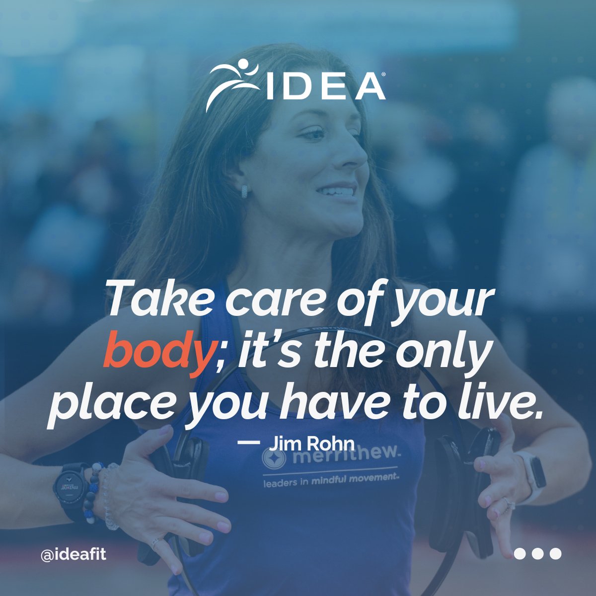 ideafit's tweet image. Your health supports everything you do. Prioritizing movement, recovery, and self-care allows you to show up stronger—for your clients, your work, and your life.

#MotivationMonday #IDEAFit #HealthFirst #SelfCare #FitnessIndustry