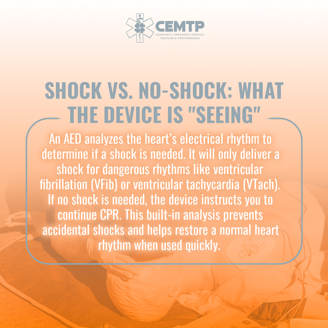 CommunityEMTP's tweet image. Learn all about the proper steps to take when administering a shock with an AED machine in our AED/CPR classes.

Learn more at Communityemtp.com

#CPRTraining #CPRCertification #EmergencyPreparedness #CPRClasses #CommunityCPR