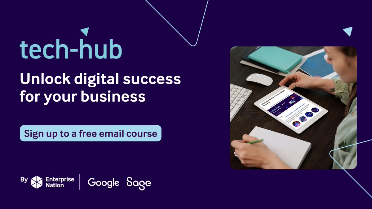 e_nation's tweet image. Master digital tools in just four weeks 🚀

Join our free #TechHub email course to discover strategies you can put in place to boost sales, supercharge your marketing, take advantage of AI and more.  

Sign up now ➡️ ow.ly/Uz6X50YzM4p  

@SageUK @GoogleSmallBiz