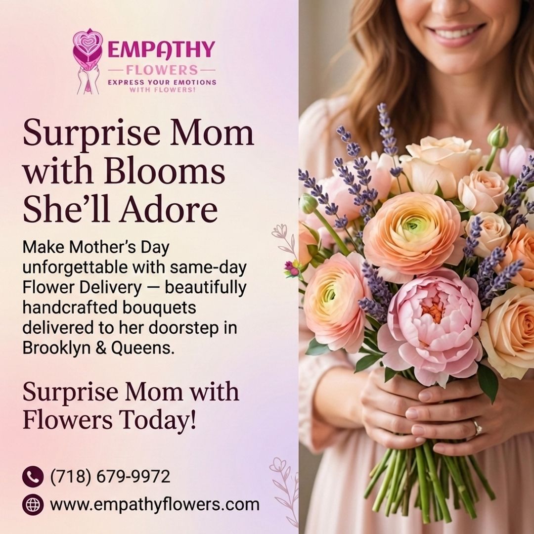 Empathy_Flowers's tweet image. Fresh Flowers, Real Feelings — Surprise Mom with blooms she'll adore, handcrafted bouquets delivered same-day in Brooklyn &amp;amp; Queens! 💐 Order today (718) 679-9972 #BrooklynFlorist #QueensNY #SameDayDelivery #MothersDayFlowers #FlowerDelivery