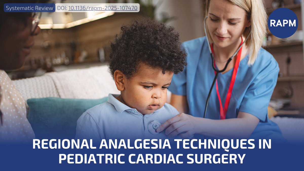 RAPMOnline's tweet photo. 🫀 Regional anesthesia in pediatric cardiac surgery—does it help?

👶 RAPM meta-analysis (31 RCTs) shows ↓ opioids, faster extubation, and shorter ICU stay. But evidence is low quality with high variability.

🔗 https://t.co/vHsoA3PnUn

#RAPM #PediatricPain #RegionalAnesthesia https://t.co/s4ALON2jDv
