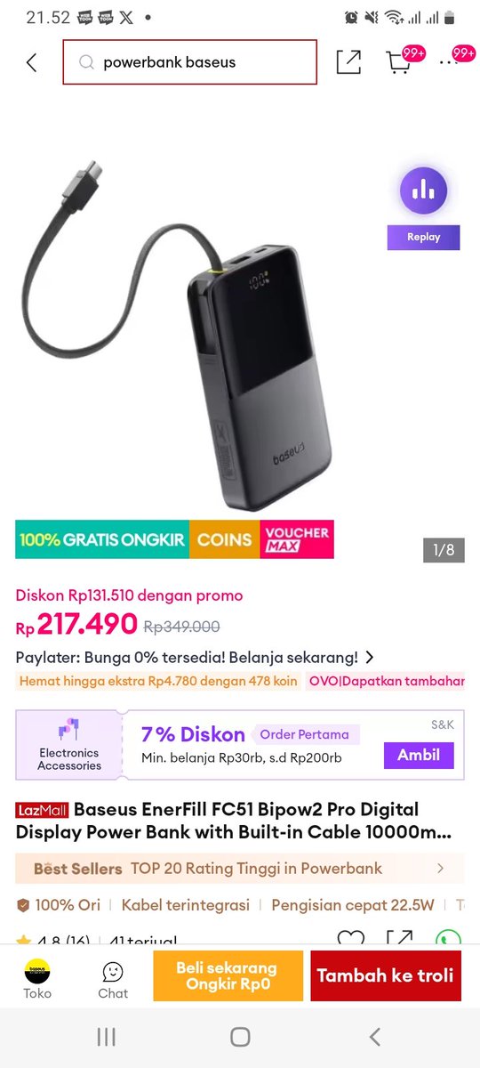 callist_14's tweet photo. Ih baru tau deh kalo banyak barang elektronik Setengah Harga Di LazTech, dan besok juga masih ada!! Udah gitu ternyataa diskon 50% nya setiap minggu ketiga, kebetulan bgt lagi ngincer power bank ini nihh!!
https://t.co/9Cz2vQmifj https://t.co/Puf6PCCr61