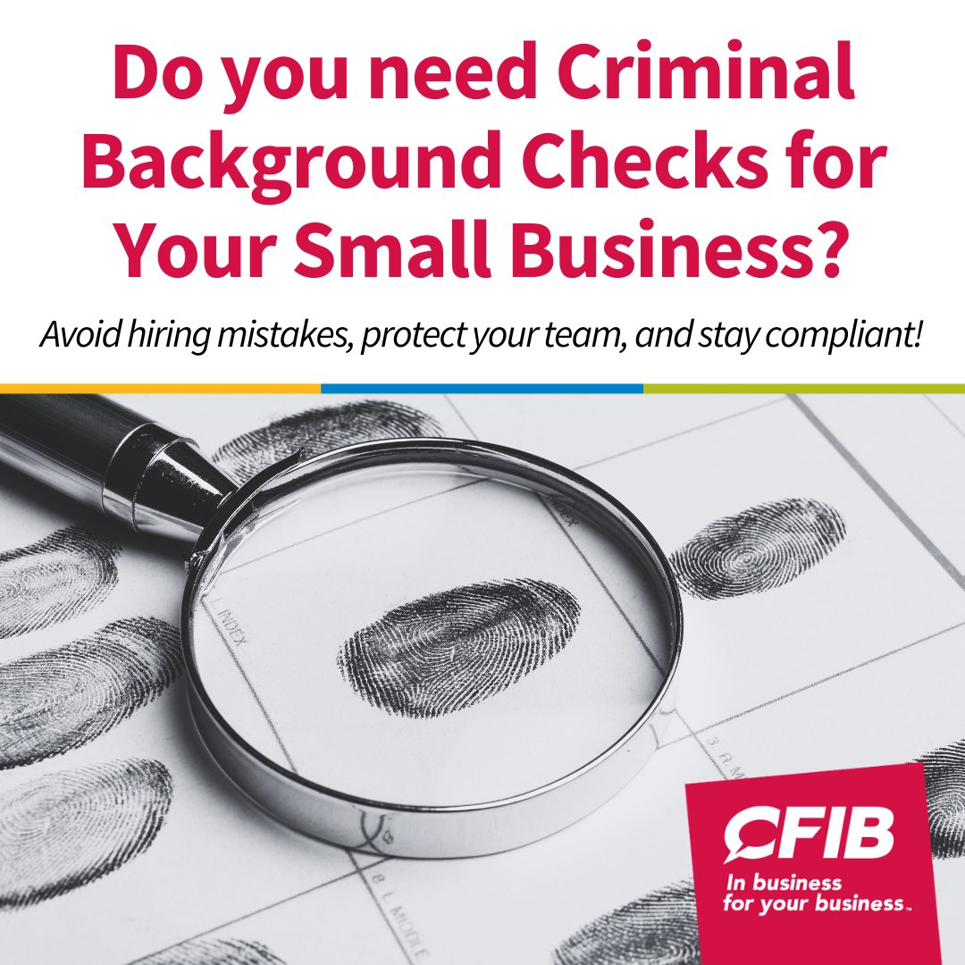 CFIBNews's tweet image. 🛡️ Do you need to conduct criminal background checks when hiring for your #smallbiz? These checks can help reduce risks and protect your team. Learn more about the process and how to stay compliant with legal requirements. 
 
🔗 hubs.li/Q04cB6KT0  
#HiringTips