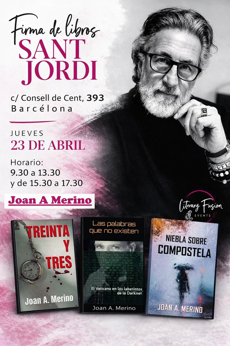 Revistabiotecno's tweet photo. El próximo Jueves, 23 de abril, estaré firmando ejemplares de mis novelas en Barcelona (c/ Consell de Cent, 393).

#novelanegra https://t.co/HtI3QoEe8K