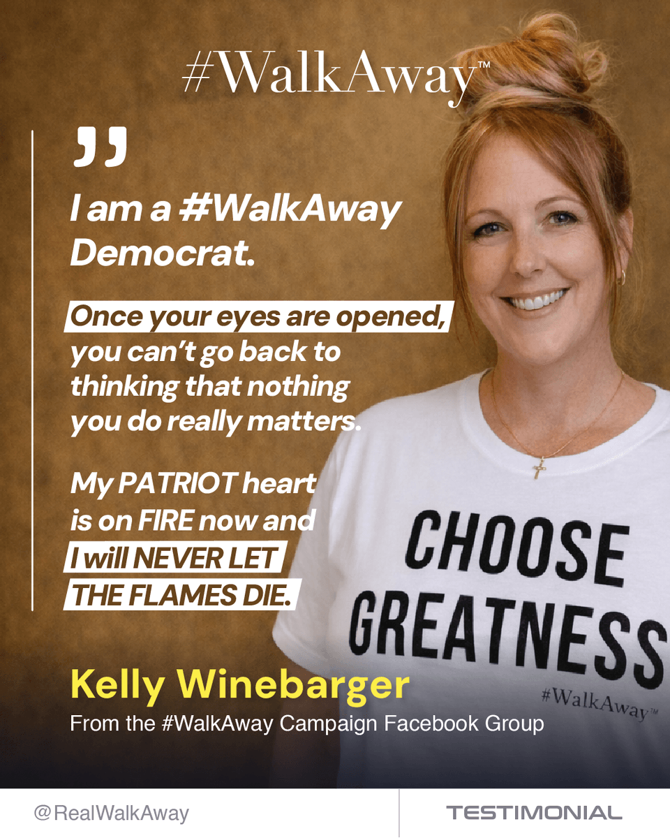 RealWalkAway's tweet image. Being a true patriot means standing for something — and not backing down.

Kelly says she walked away from the Democratic Party after seeing things differently, and now she’s fully committed to what she believes.

What made you stand stronger in your beliefs? 👇

#WalkAway