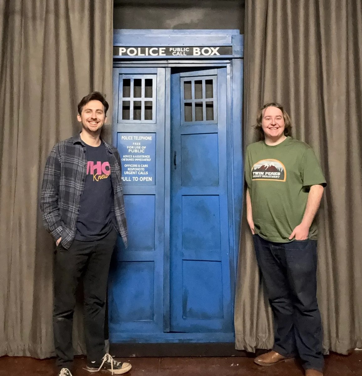 ChickyCasanova's tweet image. James (right) did an INCREDIBLE job fixing up our wonderful TARDIS prop (originally built by PertweeFrills) 💙💙