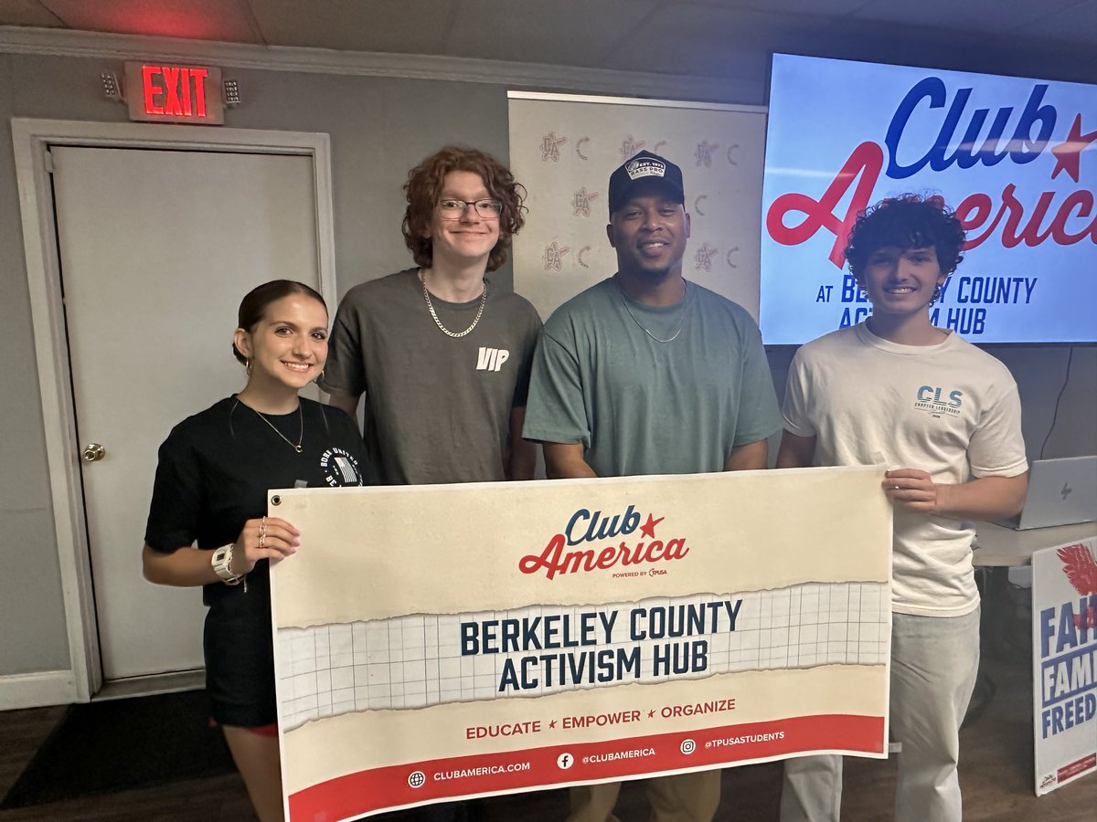 Berkeley County Activism Hub had a blast hosting <a href="/AWatsonOLY/">Anthony Watson OLY</a> and left even more emboldened to continue impacting their community for truth! Fantastic event from this Club America chapter 👏👏👏

<a href="/tpusastudents/">TPUSA Students</a> <a href="/tpusastudents/">TPUSA Students</a>