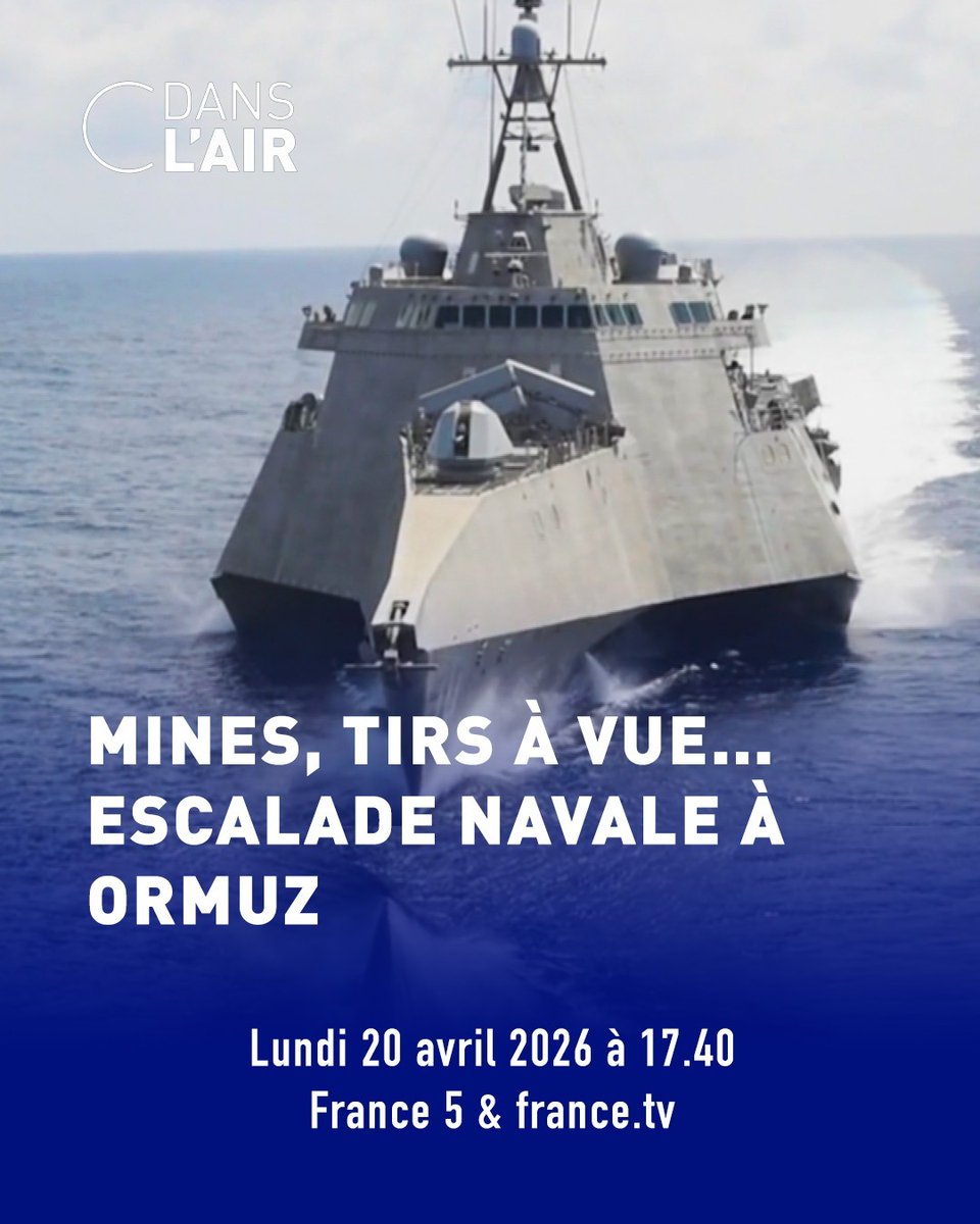 Cdanslair's tweet image. ⬛ Mines, tirs à vue… Escalade navale à Ormuz

Nous en parlerons dans #cdanslair : bit.ly/EmissionCdansl
@Caroline_Roux vous donne rendez-vous avec @jpalomeos @PALLEMON @APIROT et Guillaume Lagane.

Rendez-vous à 17.40 sur France 5 ! 
#EtatsUnis #Iran #MoyenOrient