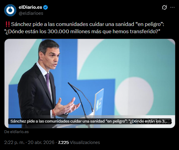 Atentos a la secuencia: Tuit mío de hace un mes, noticia de hace cuatro días y declaraciones de Sánchez de hoy.

No creo que haga falta añadir nada más.