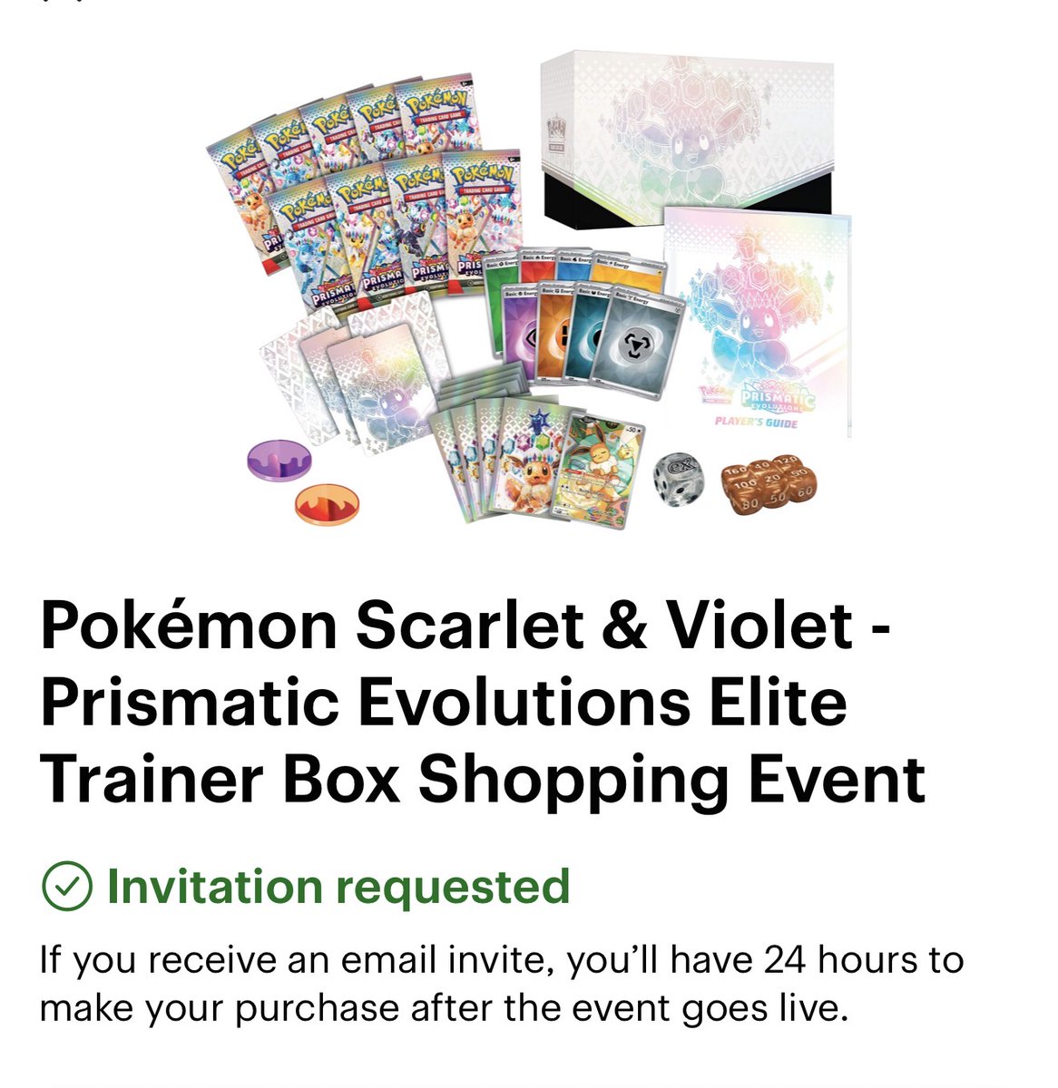 funkofinderz's tweet image. Score a Pokémon Prismatic Evolutions Elite Trainer Box at retail from Best Buy. Request an invite for your shot to purchase!

bestbuy.7tiv.net/zzyQam

#Ad #PokemonTCG #PokemonCards #TCGCommunity