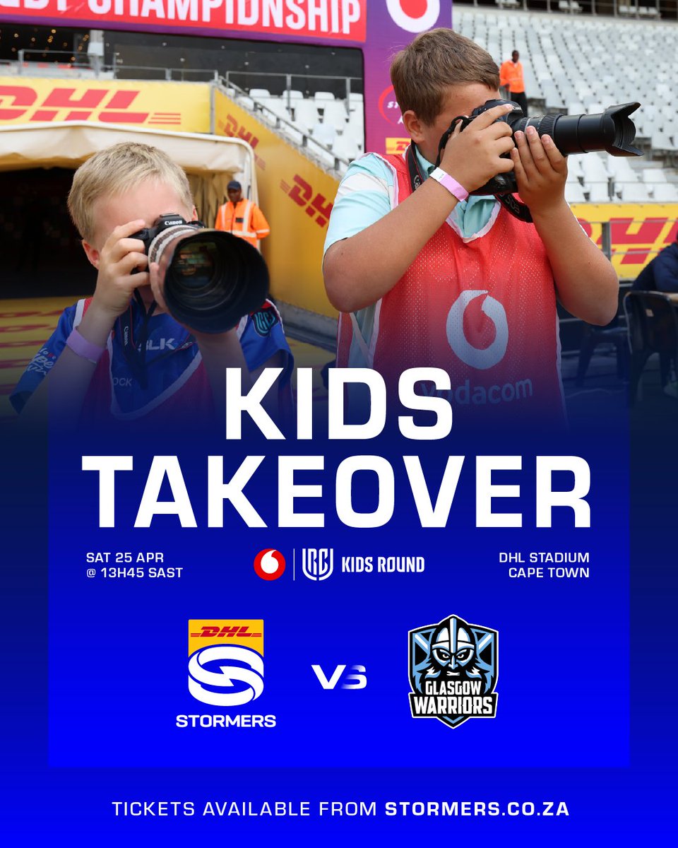 THESTORMERS's tweet image. The kids are taking over at DHL Stadium this weekend!

🎟️Tickets bit.ly/46VR33D 

#STOvGLA #inittogether @Vodacom #URC