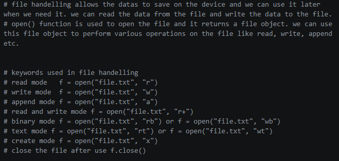 kushaldhakal216's tweet photo. Day 7/111 of #111DaysOfLearningForChangeToday
Today:
-Learned file I/O: open(), read(), write(), append(), close()
-Practiced ‘w’, ‘a’, ‘r’ modes + with statement for auto-close
-Wrote, read & appended multi-line text files
@CodeForChangeNp #Python #Django #BackendDev https://t.co/RDSvdesp7F