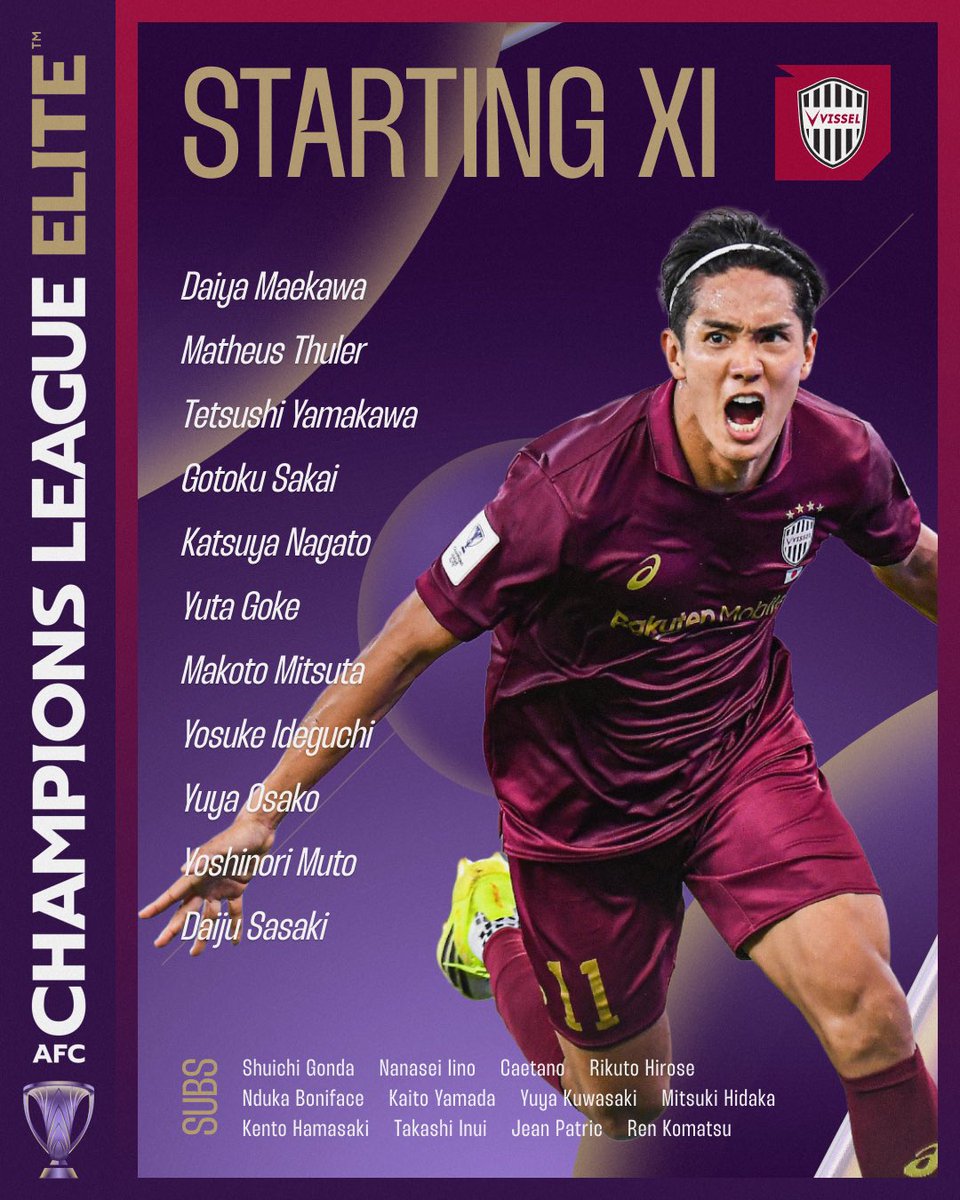 J_League_En's tweet image. Check out the starting XI for Vissel Kobe as they take on Al Ahli Saudi FC 🔥

#JLEAGUE
#football
#ACLElite
#visselkobe