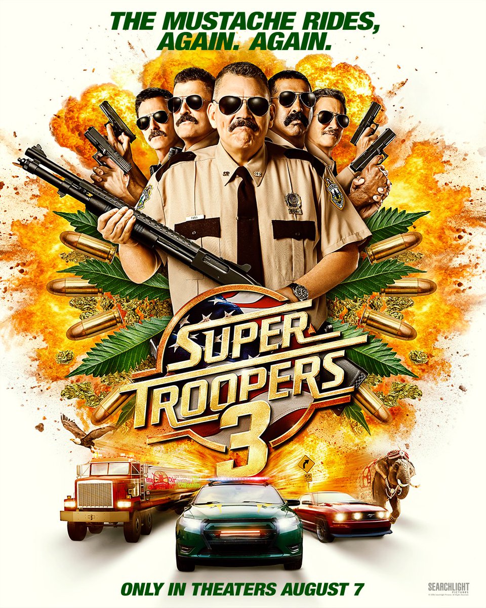 searchlightpics's tweet image. Light ’em up. Watch the SUPER TROOPERS 3 trailer at 4:20 pm ET. #SuperTroopers3