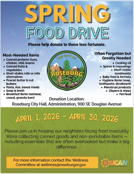 Help hungry neighbors!

Give to the City’s Spring Food Drive thru April 30 at City Hall’s Administration Department.

The City’s Wellness Committee has organized a nonperishable food drive to support United Community Action Network’s Food Bank.
#community #FoodDrive