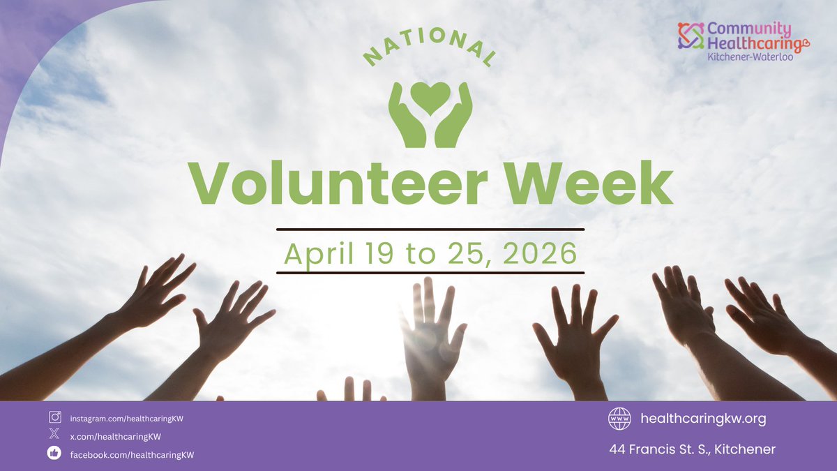 HealthcaringKW's tweet image. 🧡Happy National Volunteer Week! 🌟
To the volunteers who bring compassion and dedication to CHCKW every day: THANK YOU! You don’t just volunteer; you change lives and strengthen our community. 🤝✨
#NVW2026 #CHCKW #Kitchener #healthcaring