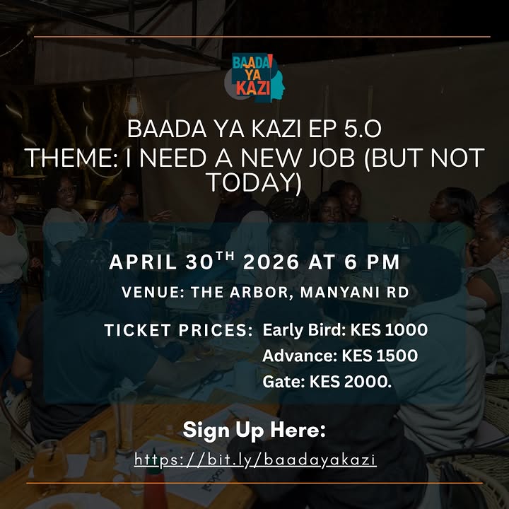 Sherehe_Plug's tweet image. 🥂😮‍💨 #Nairobi #Networking  

Baada Ya Kazi Ep. 5 “I Need a New Job (But Not Today)” 😭  
For the professionals surviving on vibes &amp;amp; WiFi.

🗓️ Apr 30, 2026
🕕 6 PM
📍 The Arbor, Manyani Rd  

🎟️ KES 1,000 EB | 1,500 Adv | 2,000 Gate
🔗 paywith.nobuk.africa/nmxaekumoi  

#SherehePlug