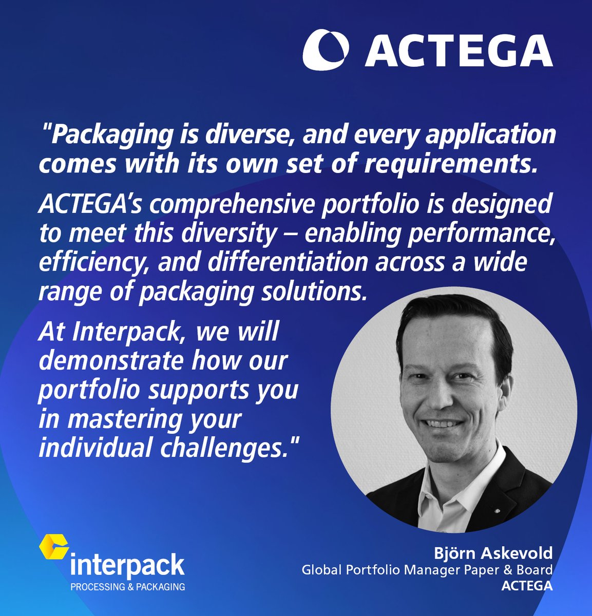 ACTEGA_global's tweet image. Visit us at #Interpack 2026 in Düsseldorf, Germany, and discover how #ACTEGA is enhancing #print and #packaging performance. From May 7–13, we look forward to welcoming you at booth D59 to discuss your projects and needs.

👉 Check out our highlights: ow.ly/fvIe50YMqZC