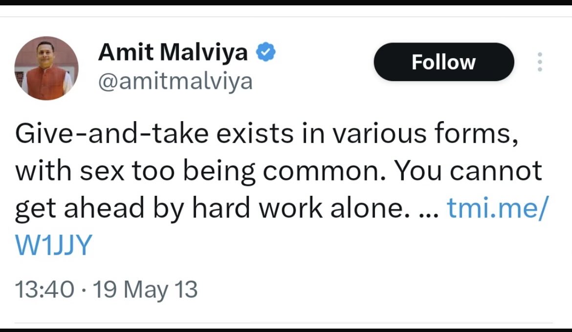 Another Gem of Wisdom from BJP's in-house #PornPeddler_AmitMalviya.
BJP and RSS insiders allege that he also supplied sex slaves to top notch politicians and bureaucrats!