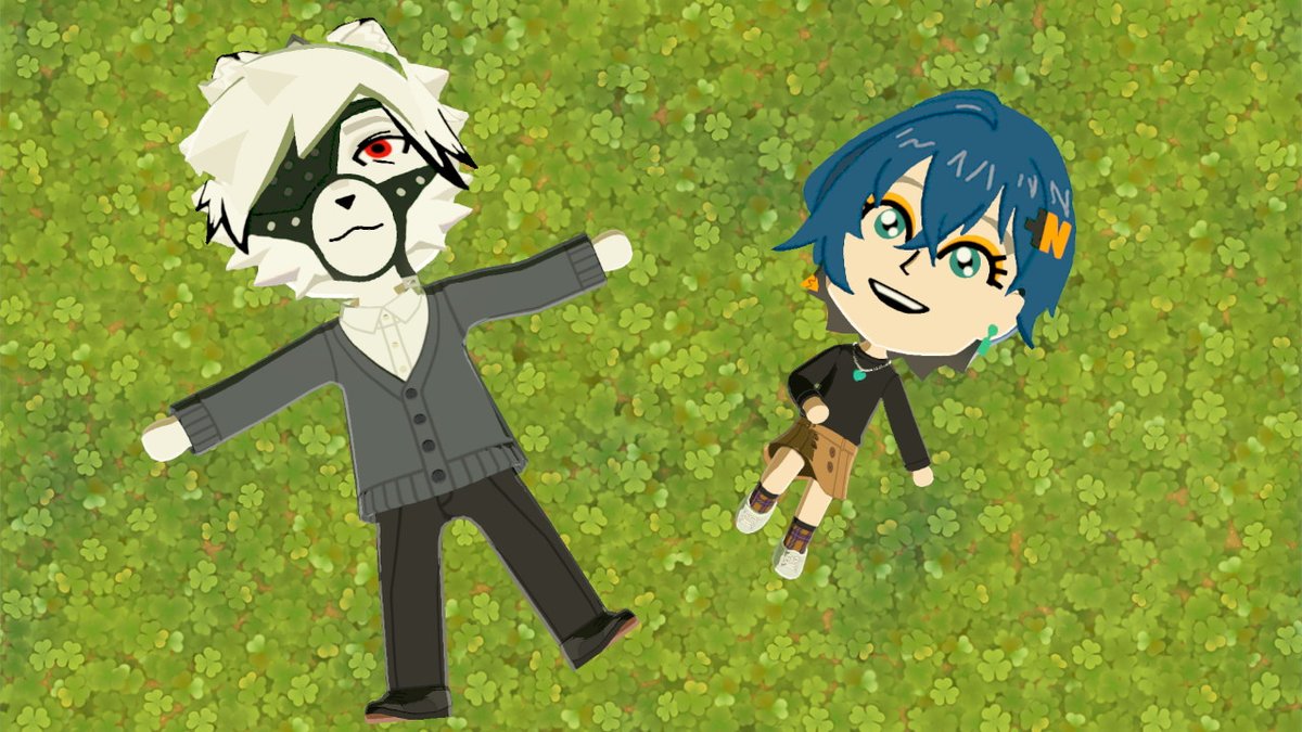 NonnoYon's tweet photo. tomodachi #lycabelle lying down on clovers https://t.co/OLbP9swTpf