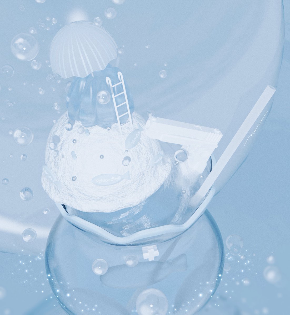 Smile25_doll's tweet image. 4月のクリームソーダパフェ

 #blender  #3DCG