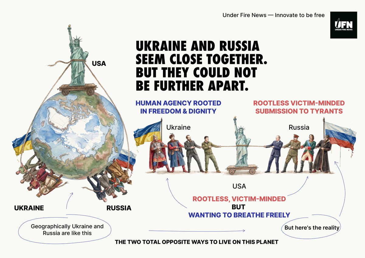 Geographically, Ukraine and Russia are next to each other.

But in reality they could not be further apart in ethos, worldview, mentality, and culture. 

Once you understand this vast difference, you’ll begin to understand Ukraine’s resistance—and why the Kremlin wants Ukrainians