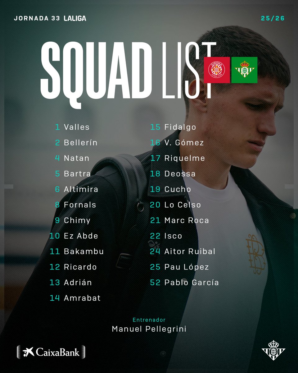 💚🤍💚

¡Nuestra convocatoria para el #GironaRealBetis!