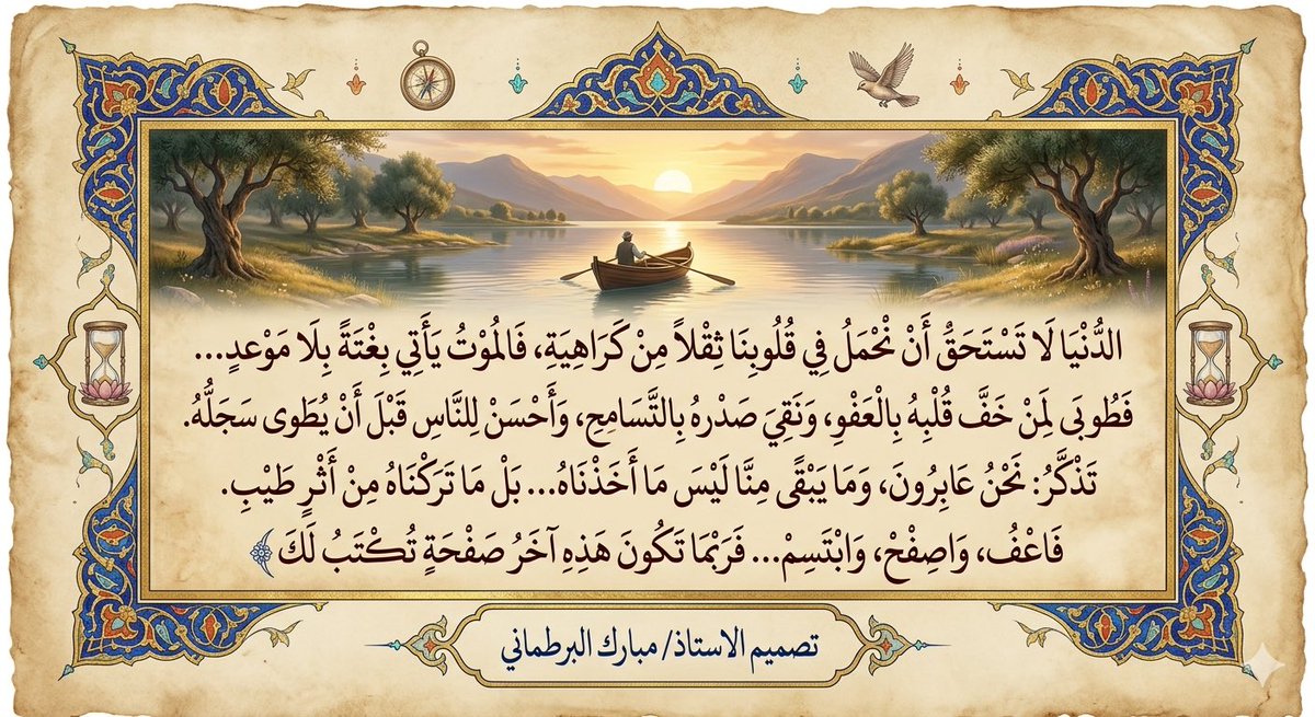 MbarkSwad's tweet photo. الدنيا لا تستحق حقدًا… فالموت يأتي بغتة.
خفّف قلبك بالعفو، وأحسن قبل أن يُطوى سجلك.

نحن عابرون، وما يبقى هو الأثر…
فاعفُ واصفح، فربما هذه آخر صفحة https://t.co/XSnoI93g73