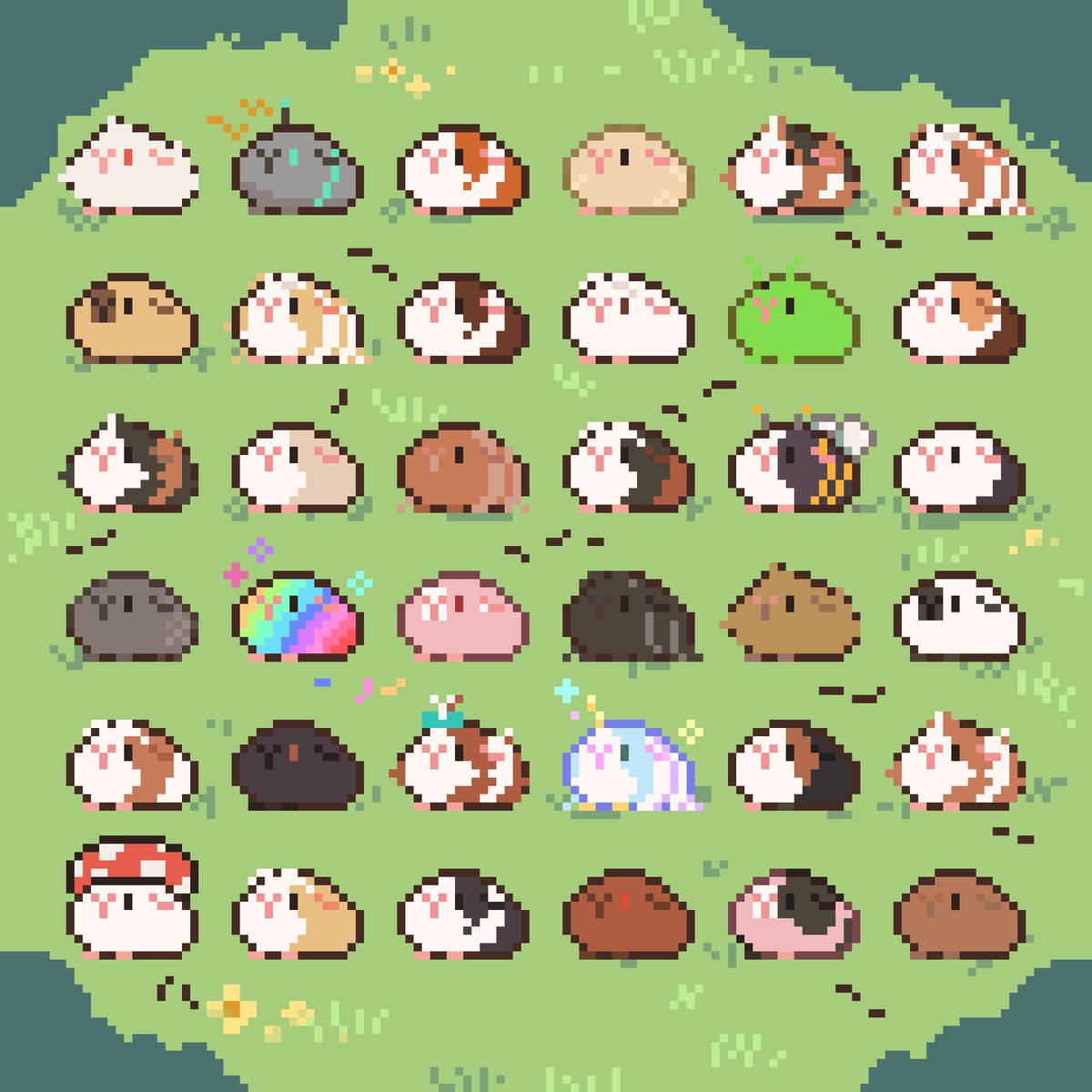 ドット絵モルモットいっぱい描いた🐹👾