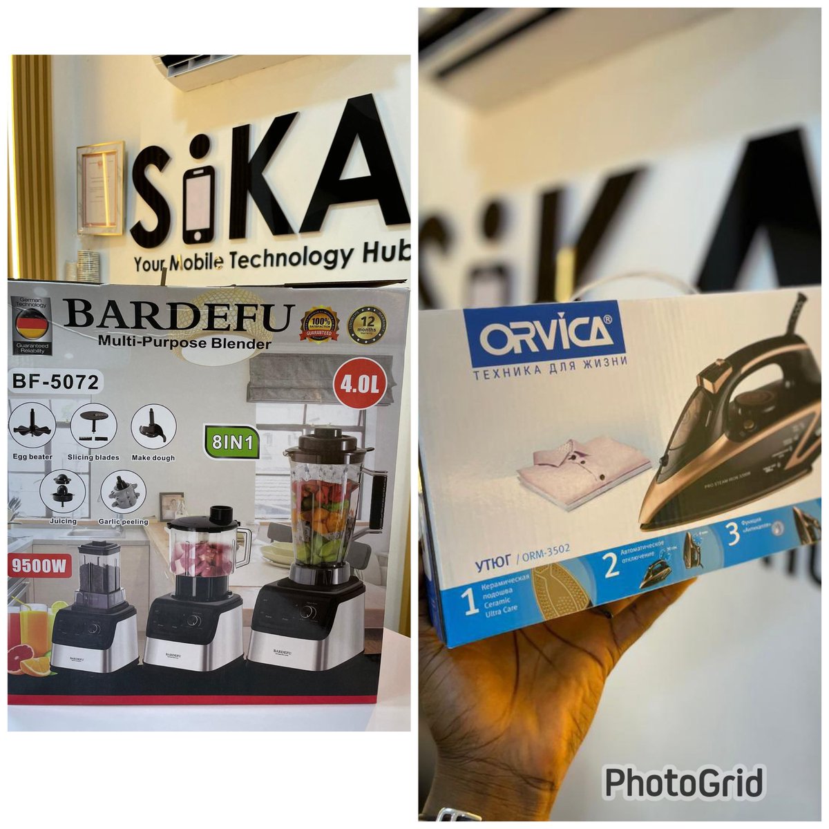 kofisikaa's tweet photo. I have a lot of these in stock!

1) Steam iron Gh¢349.99

2) 8 in 1 MultiPurpose Blender Gh¢749.99

3 Nasco AC 1.5HP Gh¢3,099.99

4) 58L Double Door Fridge Gh¢1,699.99

5) Water Proof Mats for your house and offices Gh¢69.99

6)Wash, Spin & Dry Washing Machine
10KG Gh¢3,999.99
12KG Gh¢4,999.99

Follow my page @sikatekhome for more

🗓️ Monday to Saturday 9:30am to 7pm

📍Sikatek Electronics (Google Map, all ride hailing apps); kokomlele TipToe Plaza,(Swaggers resto pub) 2nd Floor Shop # SL-3

📲 Dm/WhatsApp/iMessage/Call
0504988015 / 0547779861