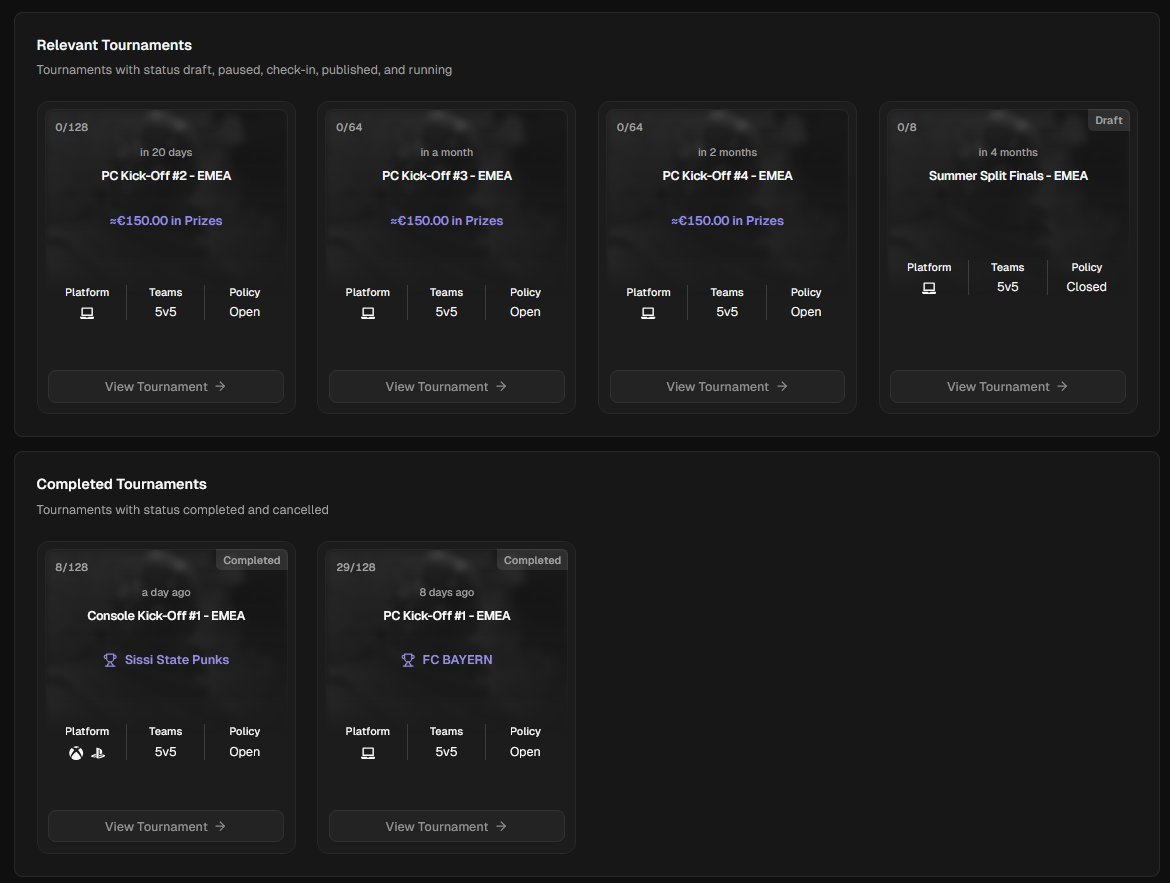 👀 Here’s what’s coming next

Kick-Off #2–#6
Each one → 1 ticket to the Summer Split Finals 🎟️
🏆 Summer Split Finals in August 🏆

Squad up. Qualify. Win.