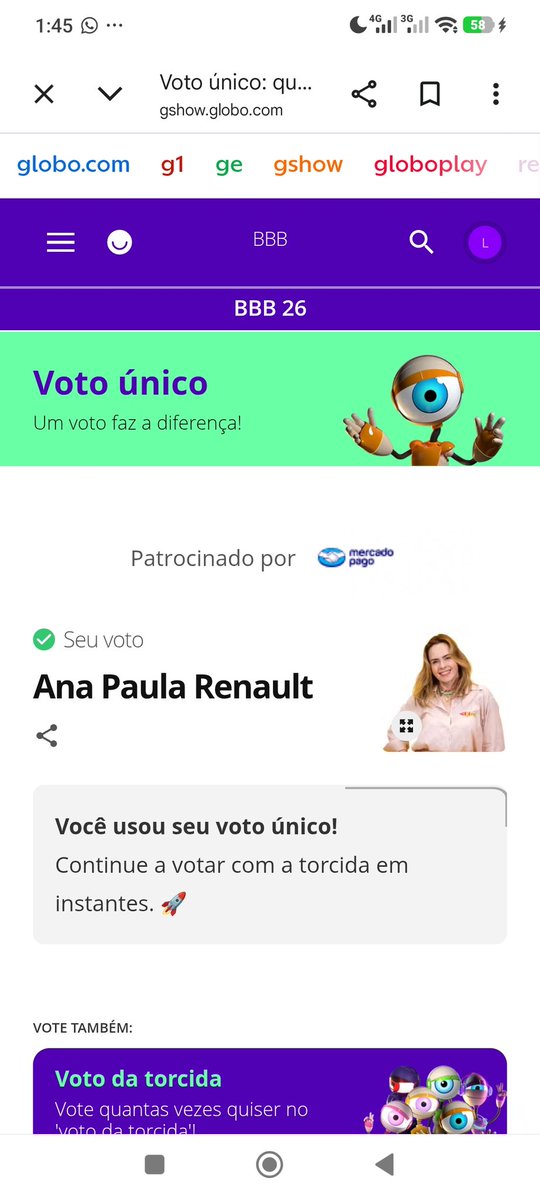 Esperei 10 anos para dar esse voto, e hoje mais do que nunca, ele é seu! 🥂🧙🏼🥰💐
<a href="/anapaularenault/">Ana Paula Renault 🧙🏻‍♀️</a> 
#BBB26 
Ana Paula Renault Campeã! 🏆
Diamante da edição! 💎