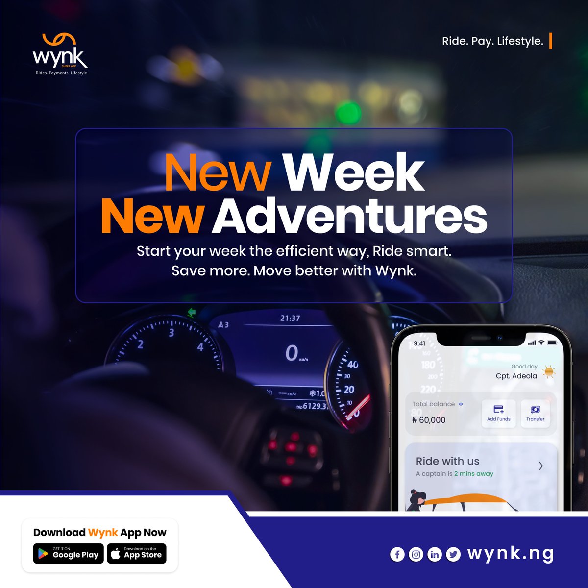 Wynkofficial's tweet image. New Week, New Adventures! ✨

Start your week the efficient way with Wynk. 🚖💙
Ride smart, save more, and move better as you take on new opportunities, new goals, and new experiences. 

#newweek #ridesmart #SaveMore #movebetter #wynkride #ridewithwynk #stressfreerides