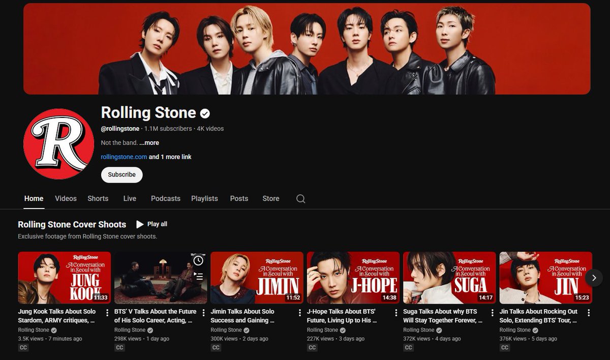 Again a gentle reminder to engage with official sources rather than watching clips here on TL or on any other SNS platforms 💜🌿

All 7 members interviews are out on YT - youtube.com/@rollingstone 

Go &amp; watch it in order to understand them &amp; their perspectives 🙌✍️🙌