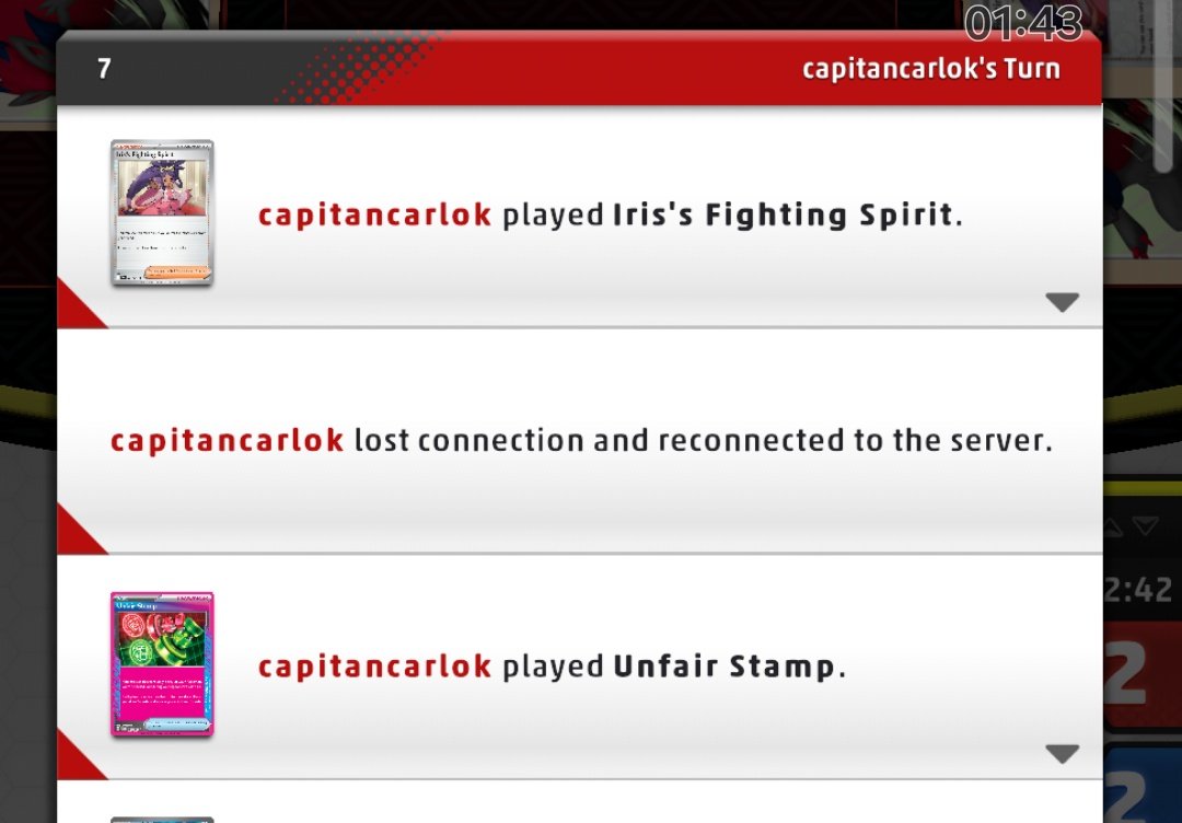 revesootae's tweet image. When you are about to lose, just do this dreaded combo!

UNFAIR STAMP + LOST CONNECTION

That will definitely boost your fighting spirit, am I right player capitancarlok?

#PokemonTCGLive 
@PokemonTCGLive