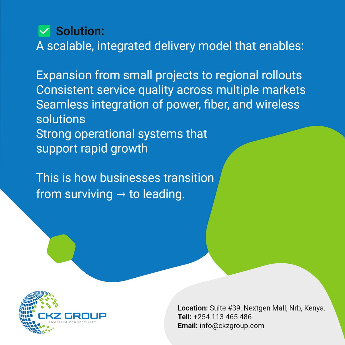 CKZGroup's tweet photo. What began as a small, determined team has evolved into a trusted infrastructure partner across multiple countries.

At CKZ Group, we don’t just build networks—we build lasting impact.
#Leadership #Infrastructure #CKZGroup #BusinessGrowth https://t.co/Qr3sGZbs0j
