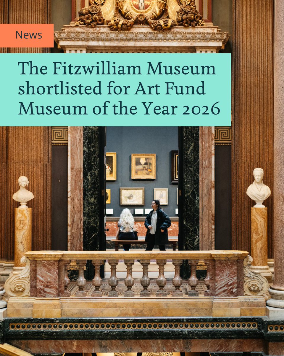 Cambridge_Uni's tweet photo. The Fitzwilliam Museum has today been announced as one of five finalists for Art Fund Museum of the Year 2026, the world’s largest museum prize! 🎨 🖼️ 🏛️ 

Explore what the @artfund nomination means to the @FitzMuseum_UK: https://t.co/FB9xeGMPLf

#MuseumOfTheYear #Cambridge #FitzwilliamMuseum