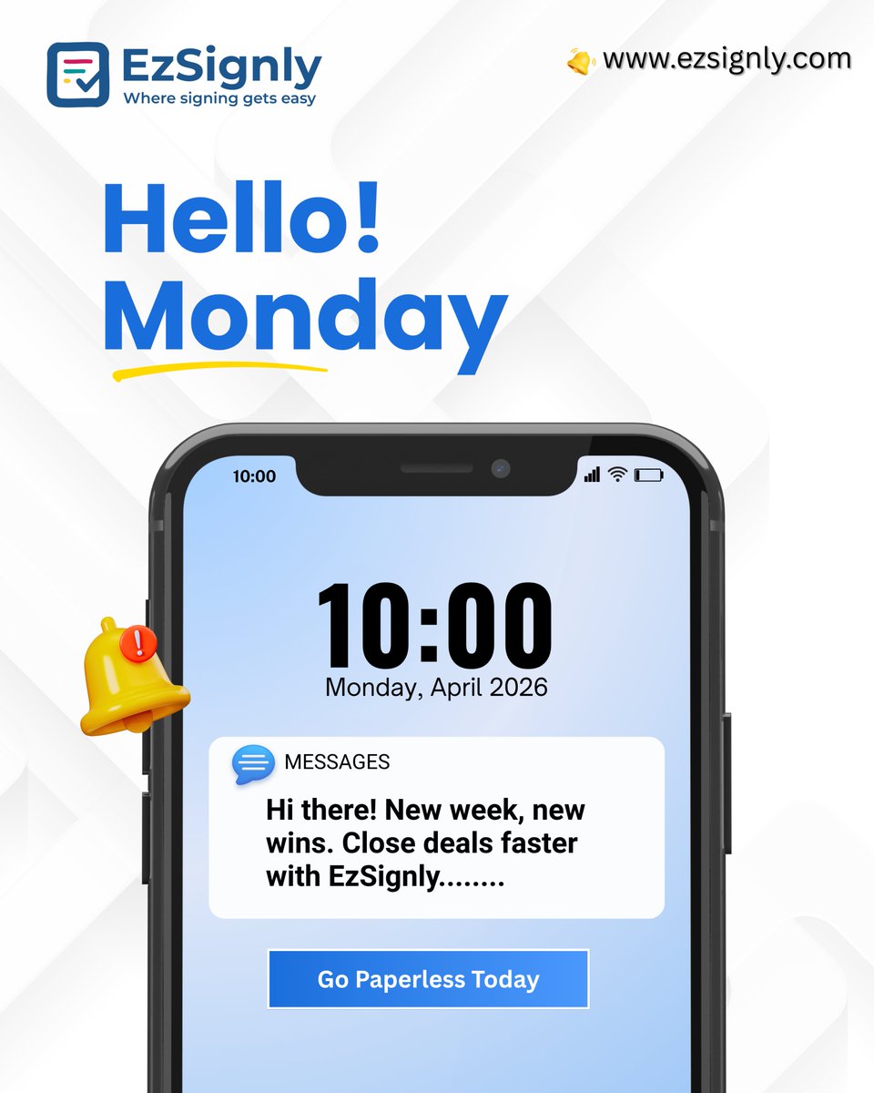ezsignly's tweet image. Set the pace of your Monday with EzSignly's quick and smart eSignature solutions- powered by AI assistance and full legal compliance. Sign up today and avail 3 months free trial.
app.ezsignly.com/signup
#EzSignly #eSignatures #PaperlessFuture #BusinessEfficiency #BusinessTips #AI