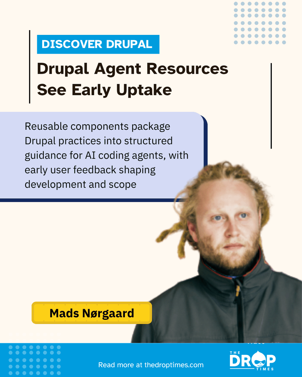 thedroptimes's tweet image. Mads Nørgaard’s Drupal Agent Resources project sees early adoption.

It encodes Drupal practices into skills, agents, and commands for AI workflows.

Goal: consistent, standards-aware code. bit.ly/4mFHdZF  #Drupal #AI #DevTools