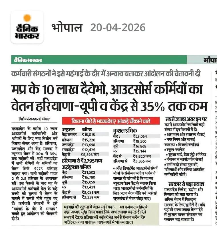 बेशर्म <a href="/BJP4MP/">BJP Madhya Pradesh</a> सरकार ये तो सोचे कि इस महंगाई के जमाने कैसे खर्चा चलता होगा। कोई तो उपाय सोचने चाहिए जनता के जीवन को अच्छा बनाने के लिए। <a href="/jitupatwari/">Jitendra (Jitu) Patwari</a> <a href="/PradhumanGwl/">Pradhuman Singh Tomar</a>  <a href="/prem082207/">मध्यप्रदेश आउटसोर्स की आवाज</a> <a href="/DrMohanYadav51/">Dr Mohan Yadav</a> <a href="/LabourMinistry/">Ministry of Labour & Employment, GoI</a> <a href="/labour_mp/">Department of Labour, Government of Madhya Pradesh</a> <a href="/outsourcempeb/">आउट सोर्स कर्मचारी एकता</a> <a href="/KailashOnline/">Kailash Vijayvargiya</a> <a href="/DainikBhaskar/">Dainik Bhaskar</a> <a href="/prahladspatel/">Prahlad Singh Patel ( वृक्ष से जल, जल से जीवन)</a>
