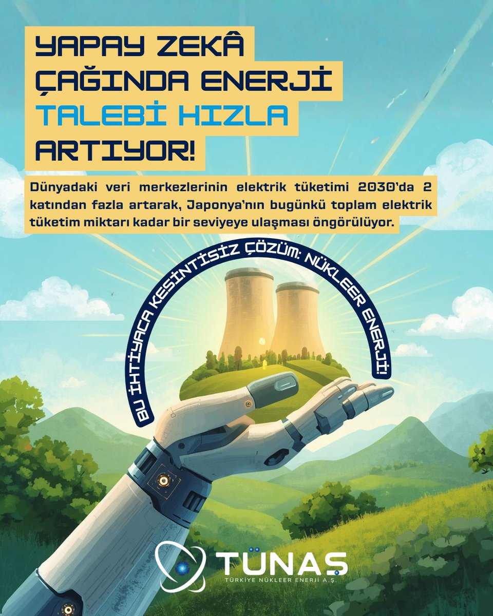YAPAY ZEKÂ ÇAĞINDA ENERJİ TALEBİ HIZLA ARTIYOR!

Dünyadaki veri merkezlerinin elektrik tüketimi 2030’da 2 katından fazla artarak, Japonya’nın bugünkü toplam elektrik tüketimini aşması öngörülüyor.

Bu ihtiyaca kesintisiz çözüm: Nükleer Enerji!