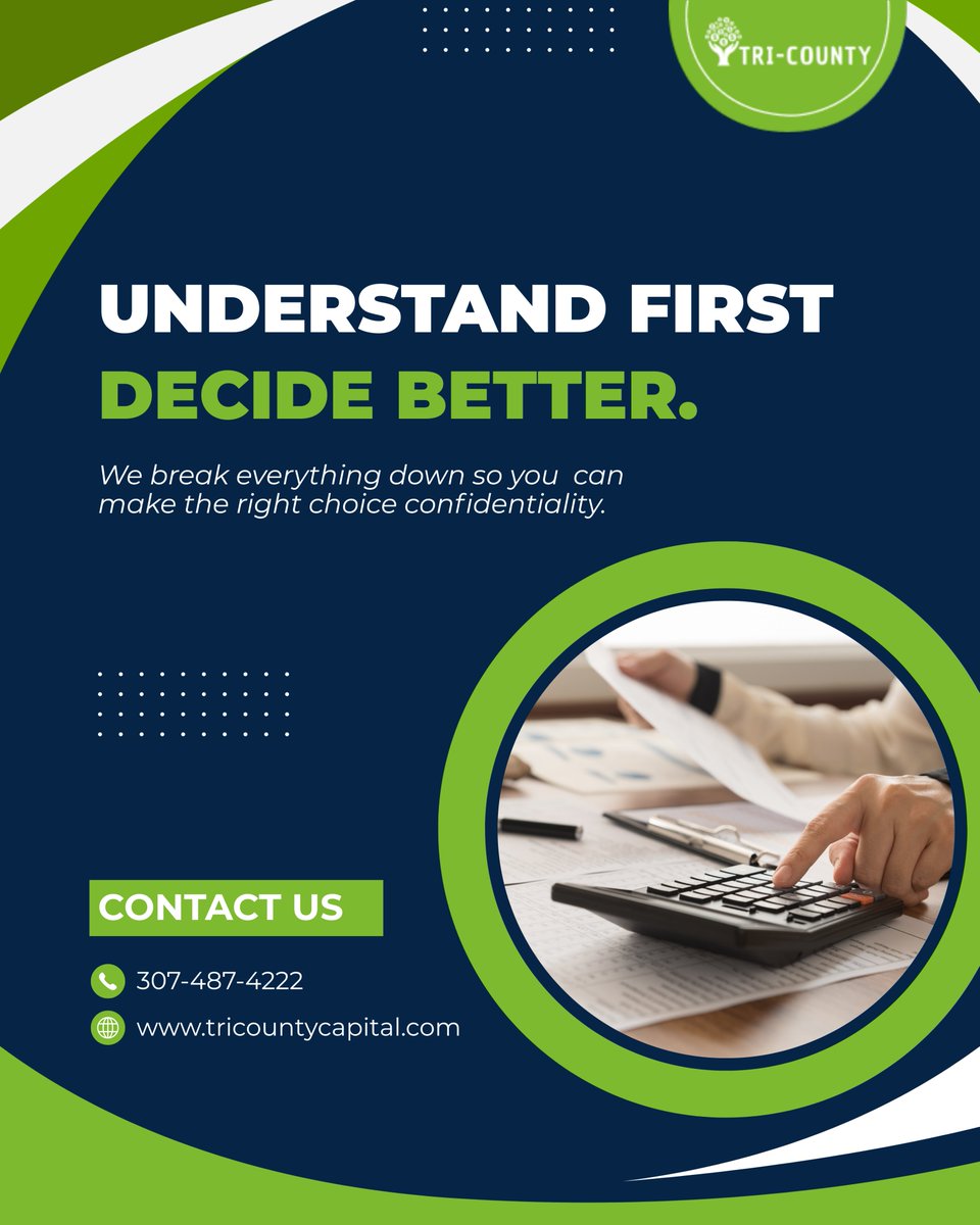 TriCountycapita's tweet image. 🔎 Not sure which loan option fits your situation?

We break everything down so you can make the right choice confidently.

Visit tricountycapital.com or call 307-487-4222.

#LoanClarity #TriCountyCapital #SmartDecisions #FinanceHelp