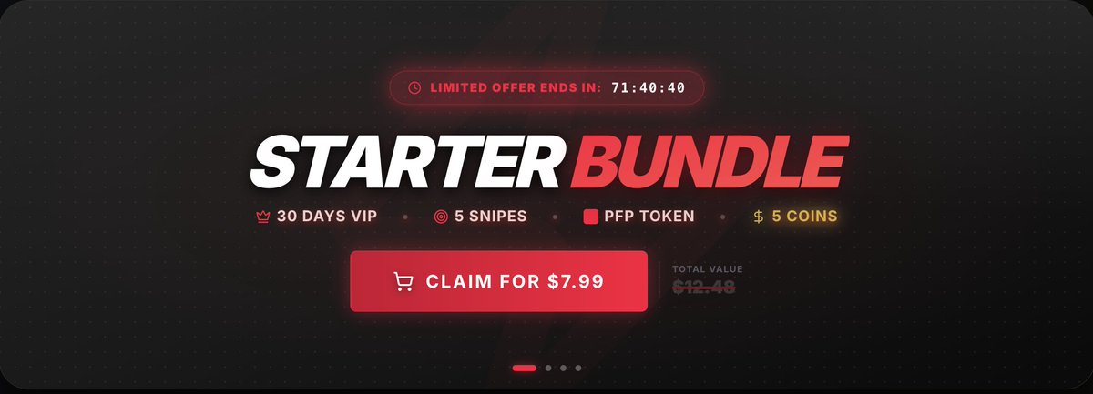 RPEEKTOKENS's tweet photo. 🚨LIMITED TIME OFFER🚨

                                    ⏳72H⏳

Rightpeek Starter Bundle

Include:
-30 Days VIP Membership
-5 Coins
-5 Snipes
-Change profile picture Token https://t.co/jG7Xt8qcOL