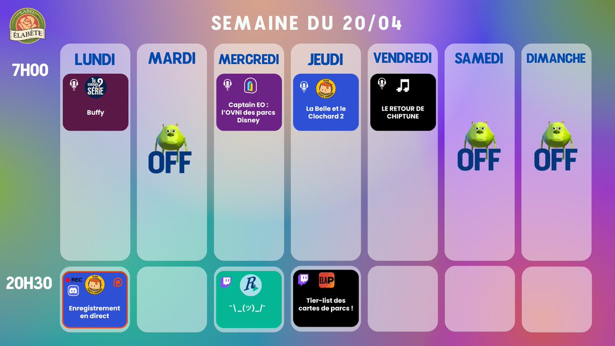 C'est le planning de la semaine !!

Et le podcast Chiptune est de retour, donc ne manquez pas de suivre le flux de la Music Box ! Et pis y'a des lives et des podcasts voilà tout ça