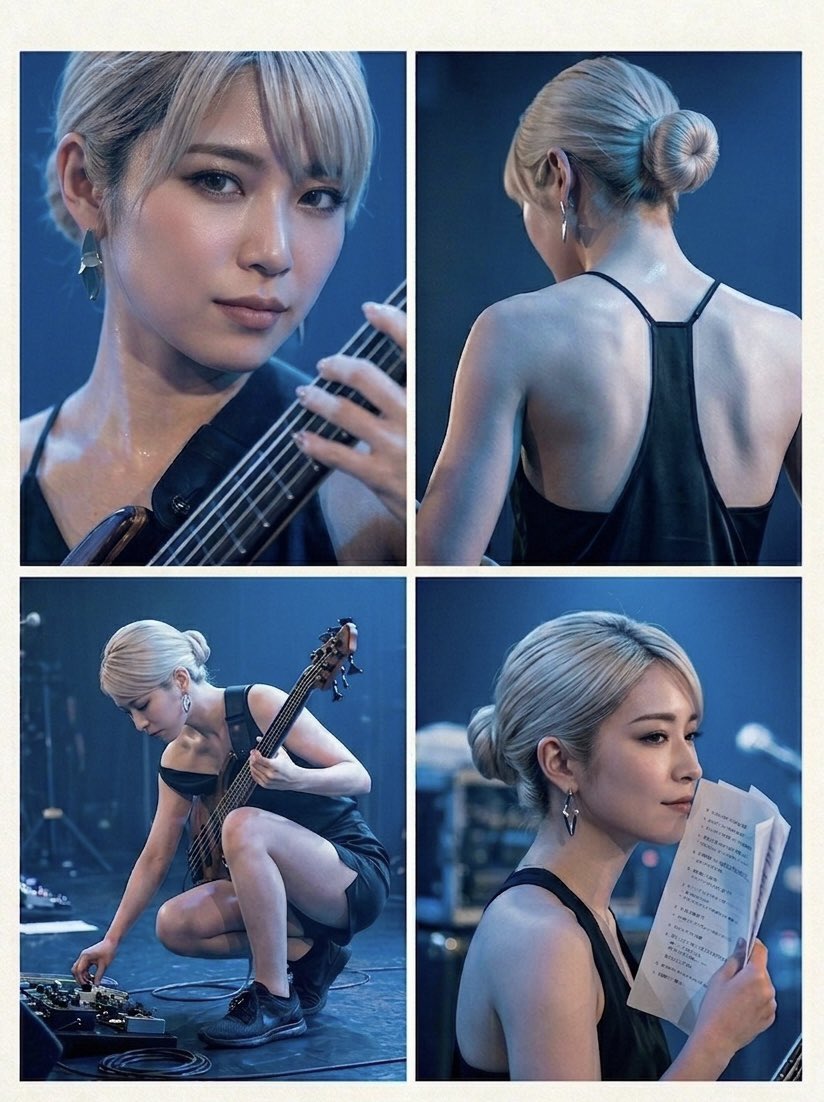 tranquilo_take's tweet photo. ついに解禁！
期待の新人バンド「Onyx(オニキス)」がついにデビュー！
Vocal/Guitar：MIO
Bass：YUI
Drums：RIN

現実には存在しない、AIが描いた完璧なロックの偶像。

#AI生成 #架空バンド #Onyx #ロック #新人バンド #AIアート https://t.co/O9ZgZEbQIW
