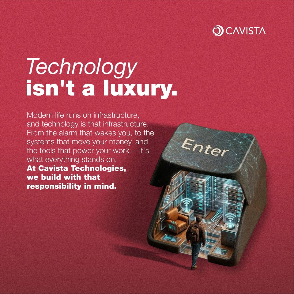 TeamCavista's tweet image. Modern life runs on technology. It informs the things we do and sometimes why we do them. 

At Cavista Technologies, we build technology solutions with that responsibility in mind. #CavistaTech #Technology #Solutions #Work